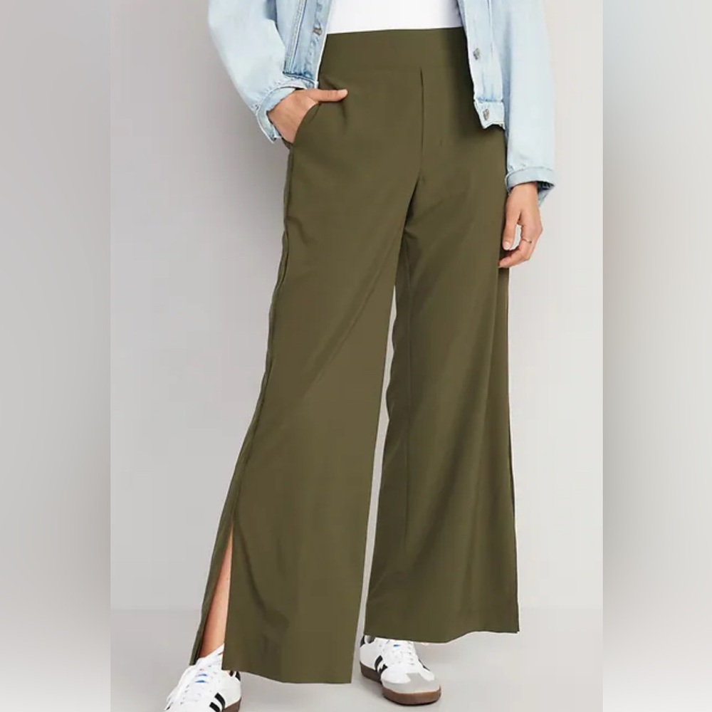 High-waisted, wide-leg, stretch-tech pants, Old Navyy, 3x, conifer, NWT!
